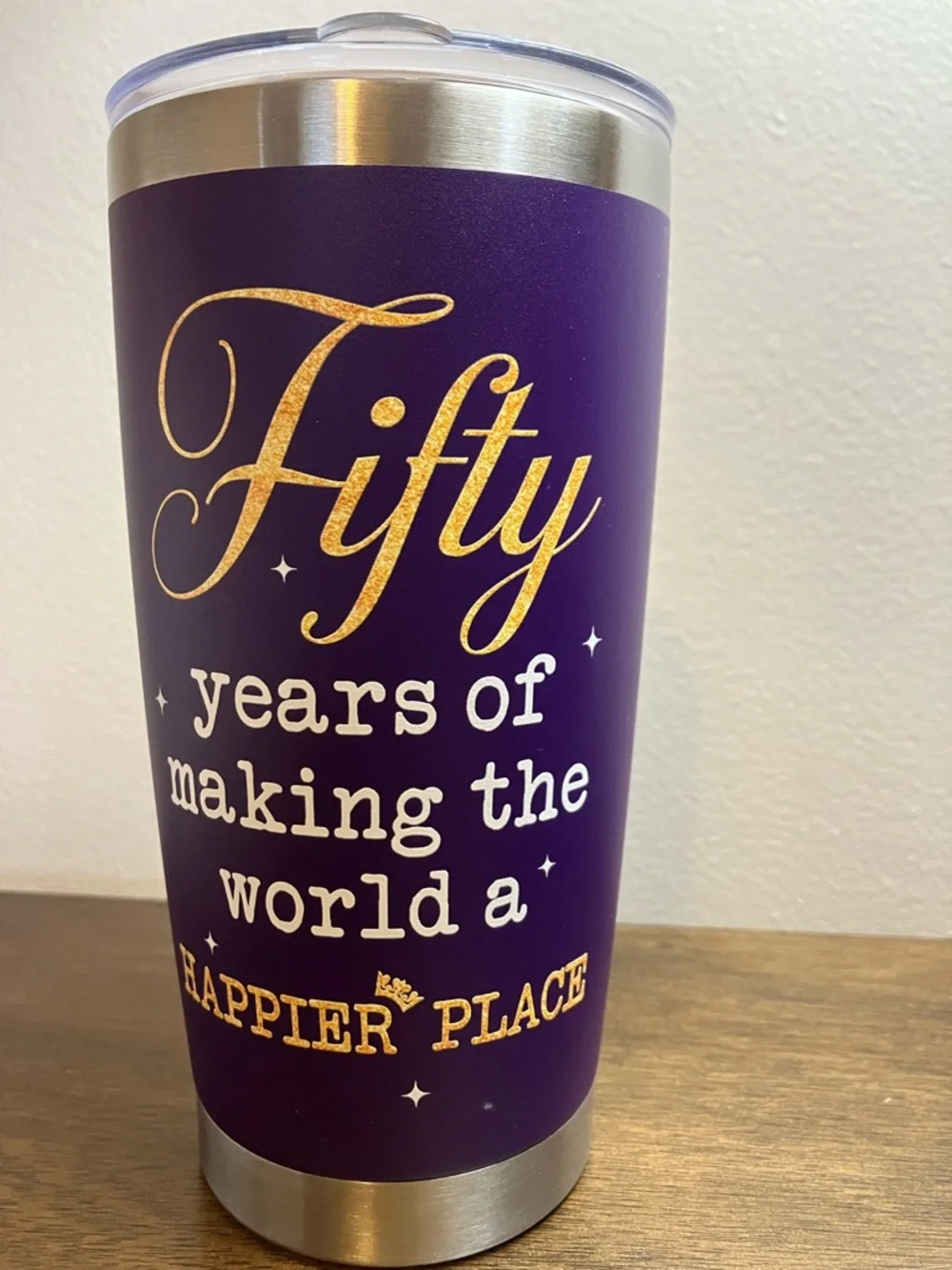 50 & Fabulous Purple Glitter Tumbler